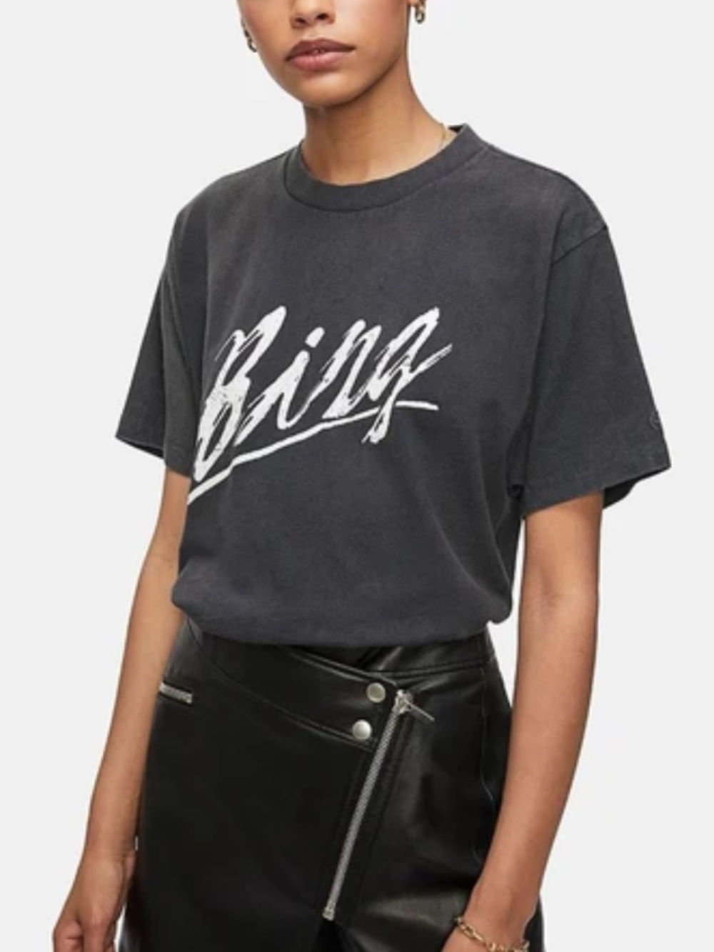 NWT Anine Bing - Lili Basic Bing Tee in Vintage Black Size M - Picture 2 of 10